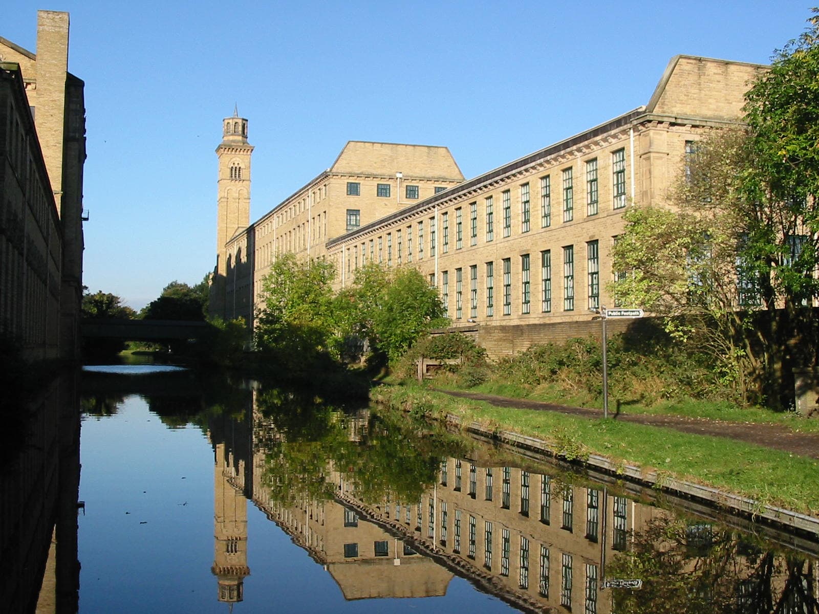 Saltaire textile mill village on the Leeds and Liverpool Canal, West Yorkshire