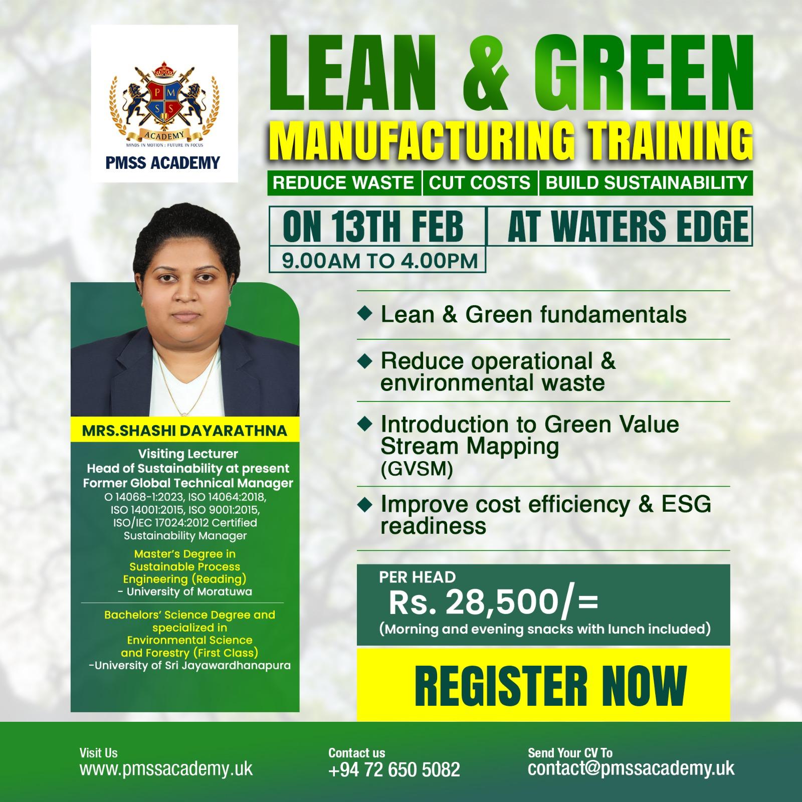 LEAN & GREEN WORKSHOP : Sustainable Manufacturing For a Better Tomorrow